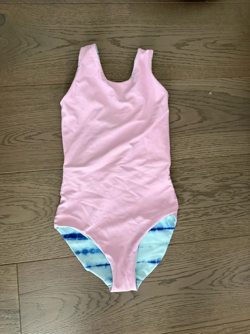 Girls Blue Tie-Dye One-Piece Swimsuit Reversible Nordstrom Zella size 8